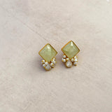 Adela Olive Crystal Stud Earrings