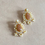 ana Peach Crystal Tikka Set - Ahseya & Co