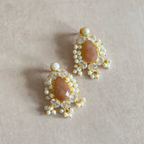 ana Peach Crystal Tikka Set - Ahseya & Co