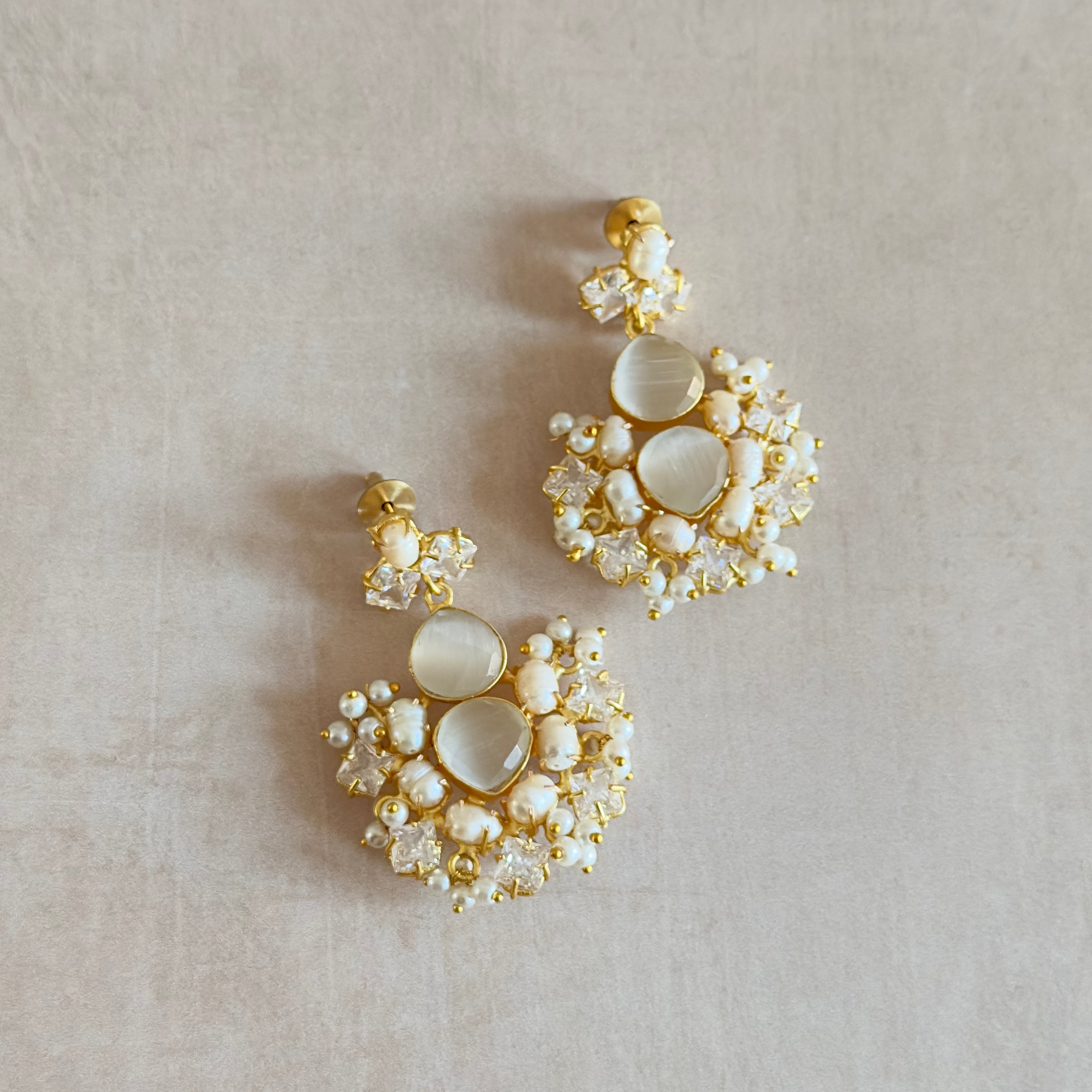 Jamila Grey Pearl Drop Earrings - Ahseya & Co