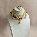 Ranya Maroon Crystal Necklace Set - Ahseya & Co