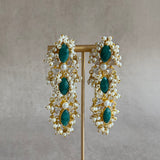 Green Pearl Statement Earrings