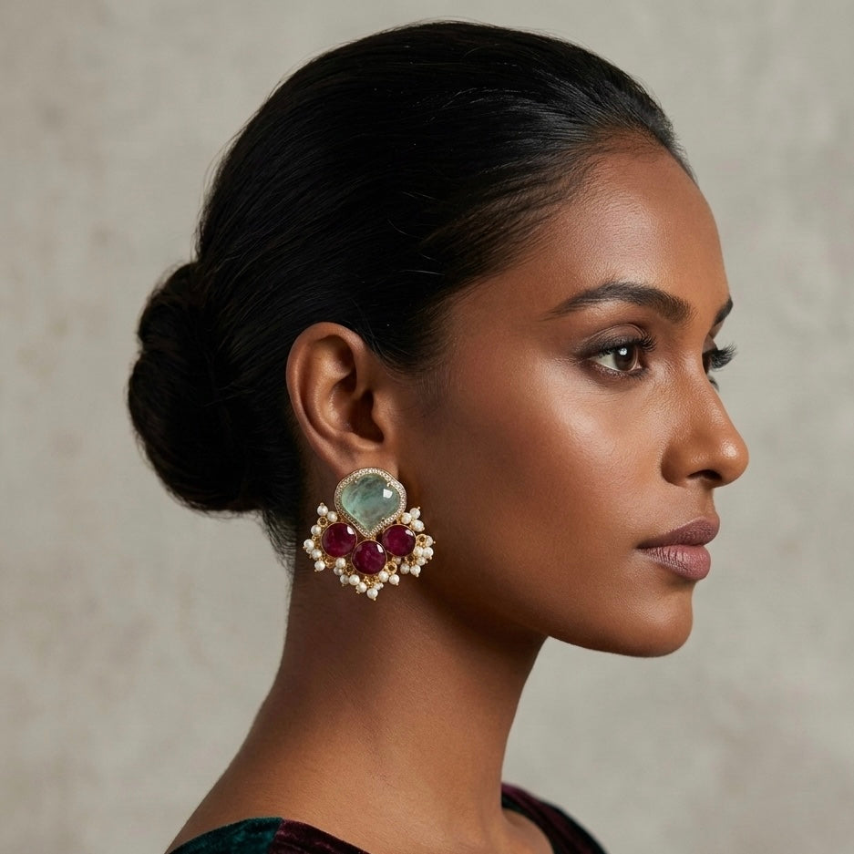 Yevette Mint Stud Earrings - Ahseya & Co