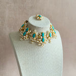 Hiba Turquoise Crystal Choker Set - Ahseya & Co