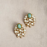 Lotus Jade Pearl Stud Earrings