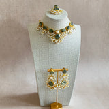 Emani Smokey Olive Crystal Necklace Set - Ahseya & Co