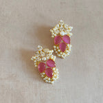Adeeb Pink Crystal Stud Earrings - Ahseya & Co