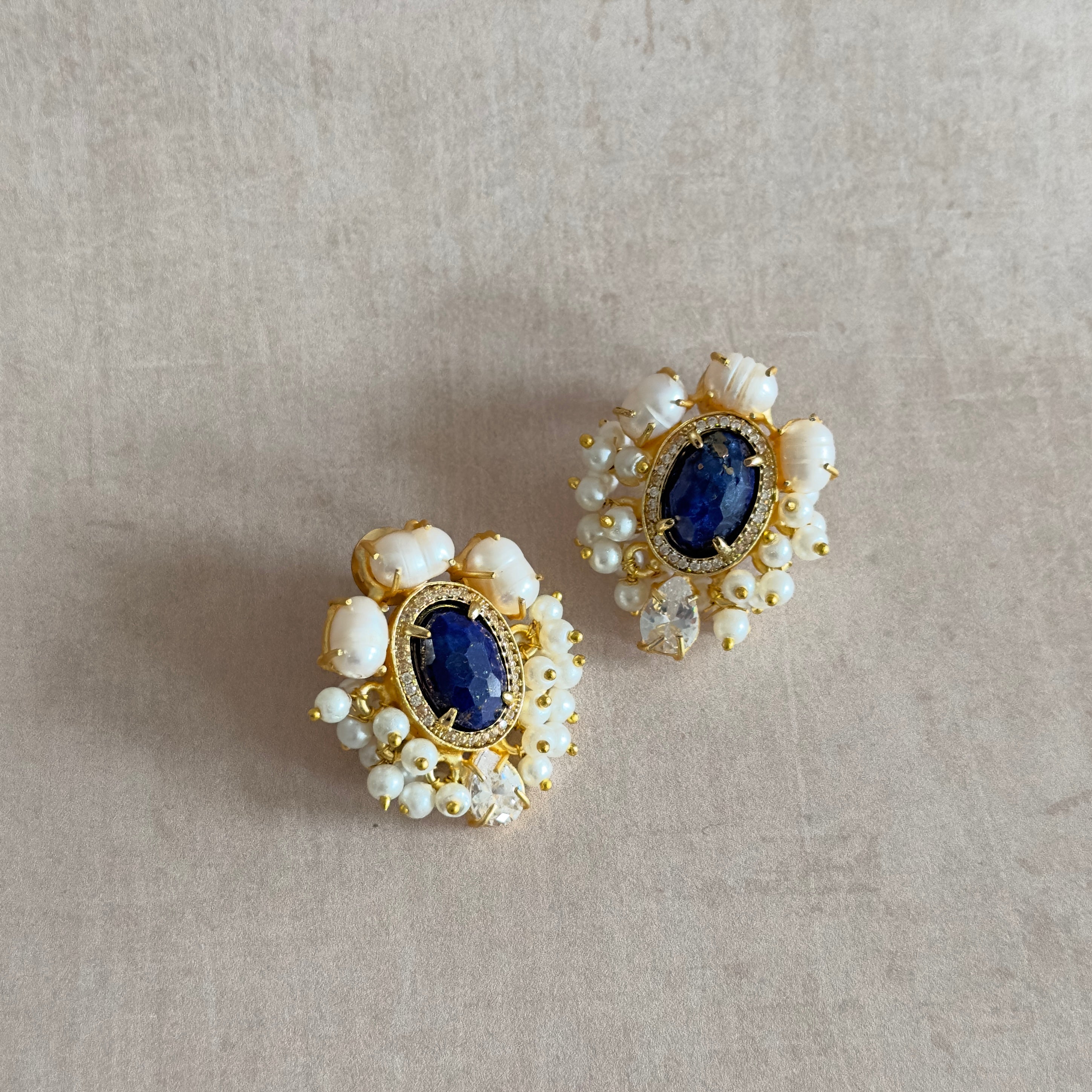 Kairen Navy Pearl Stud Earrings - Ahseya & Co