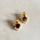 Rania Espresso Crystal Stud Earrings - Ahseya & Co