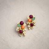 Amal Maroon Stud Earrings