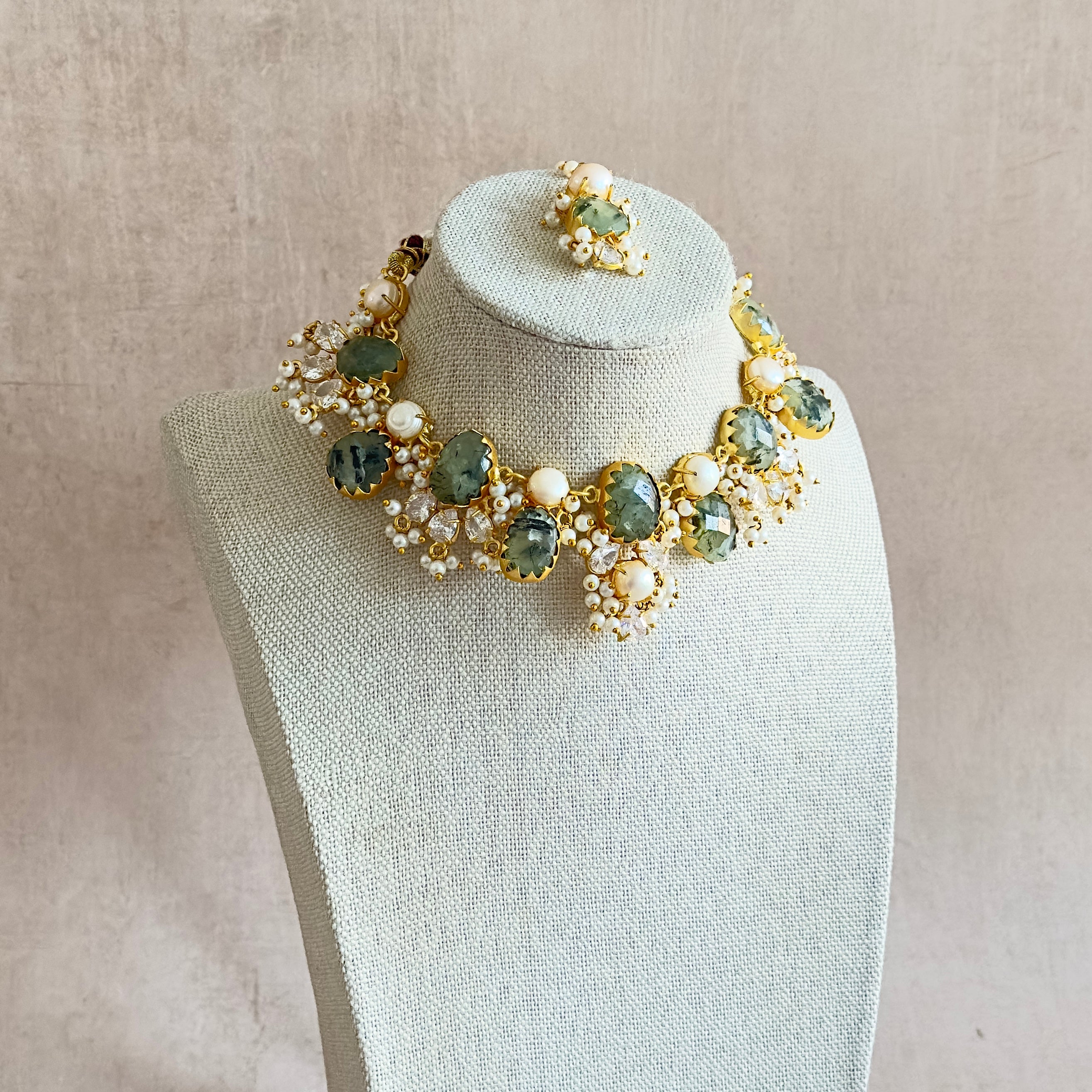 Carmen Olive Pearl Necklace Set - Ahseya & Co