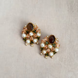 Lotus Brown Pearl Stud Earrings
