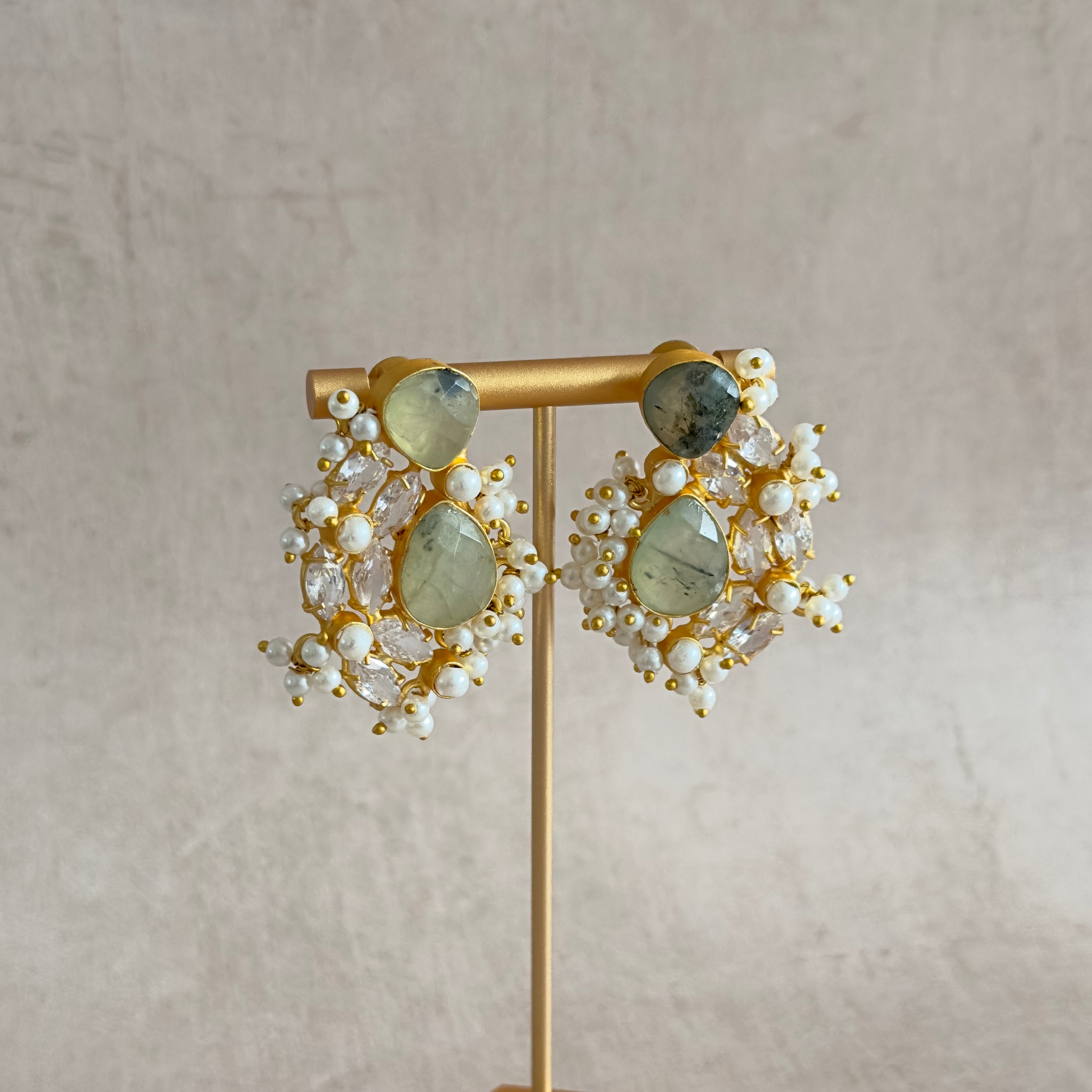 Yalina Olive Crystal Stud Earrings - Ahseya & Co