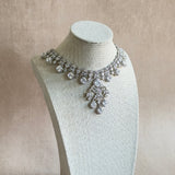 Kifah Silver Crystal Necklace Set. - Ahseya & Co