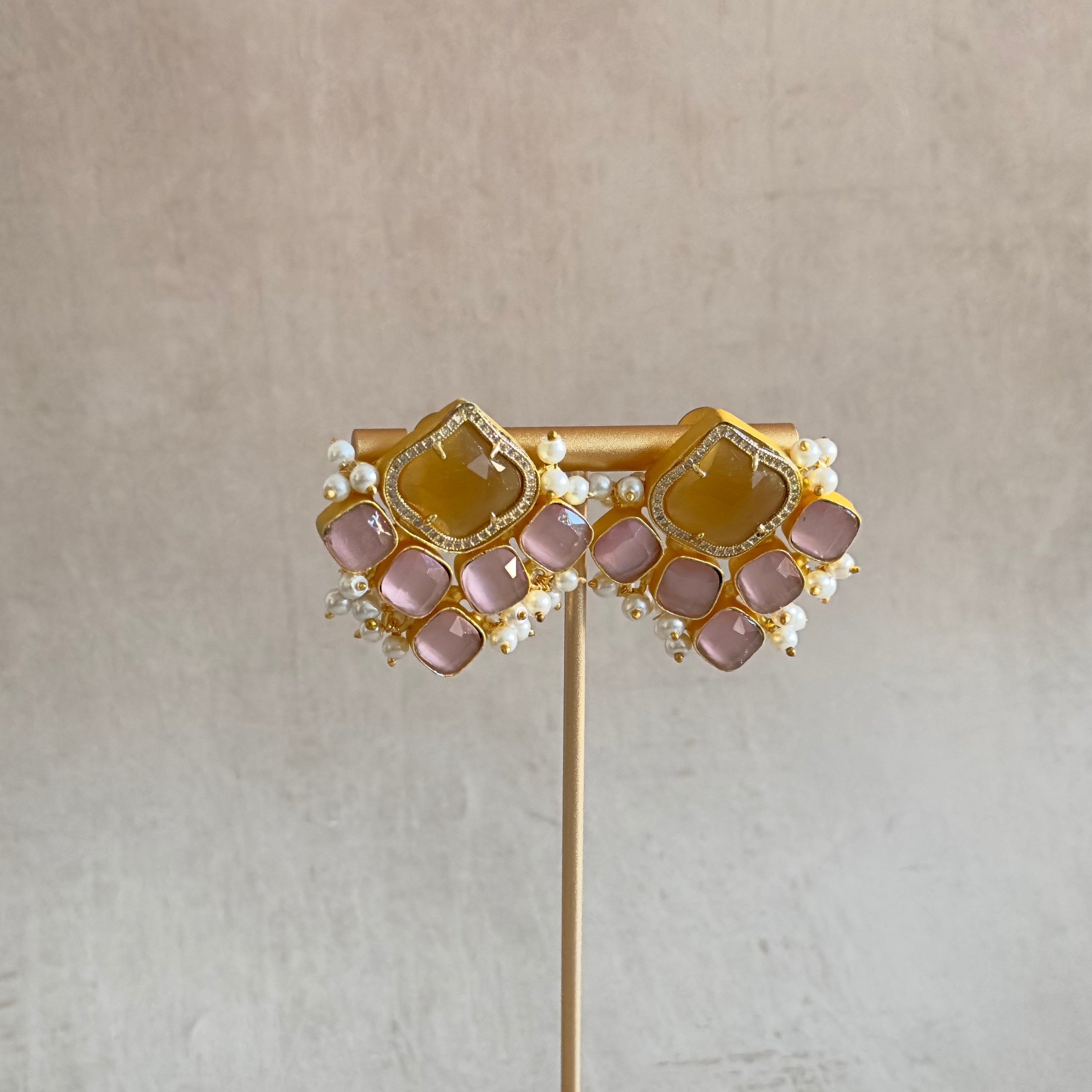 Honey Pink Stud Earrings - Ahseya & Co