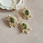 Rana Olive Crystal Tikka Set. - Ahseya & Co