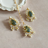 Rana Olive Crystal Tikka Set. - Ahseya & Co