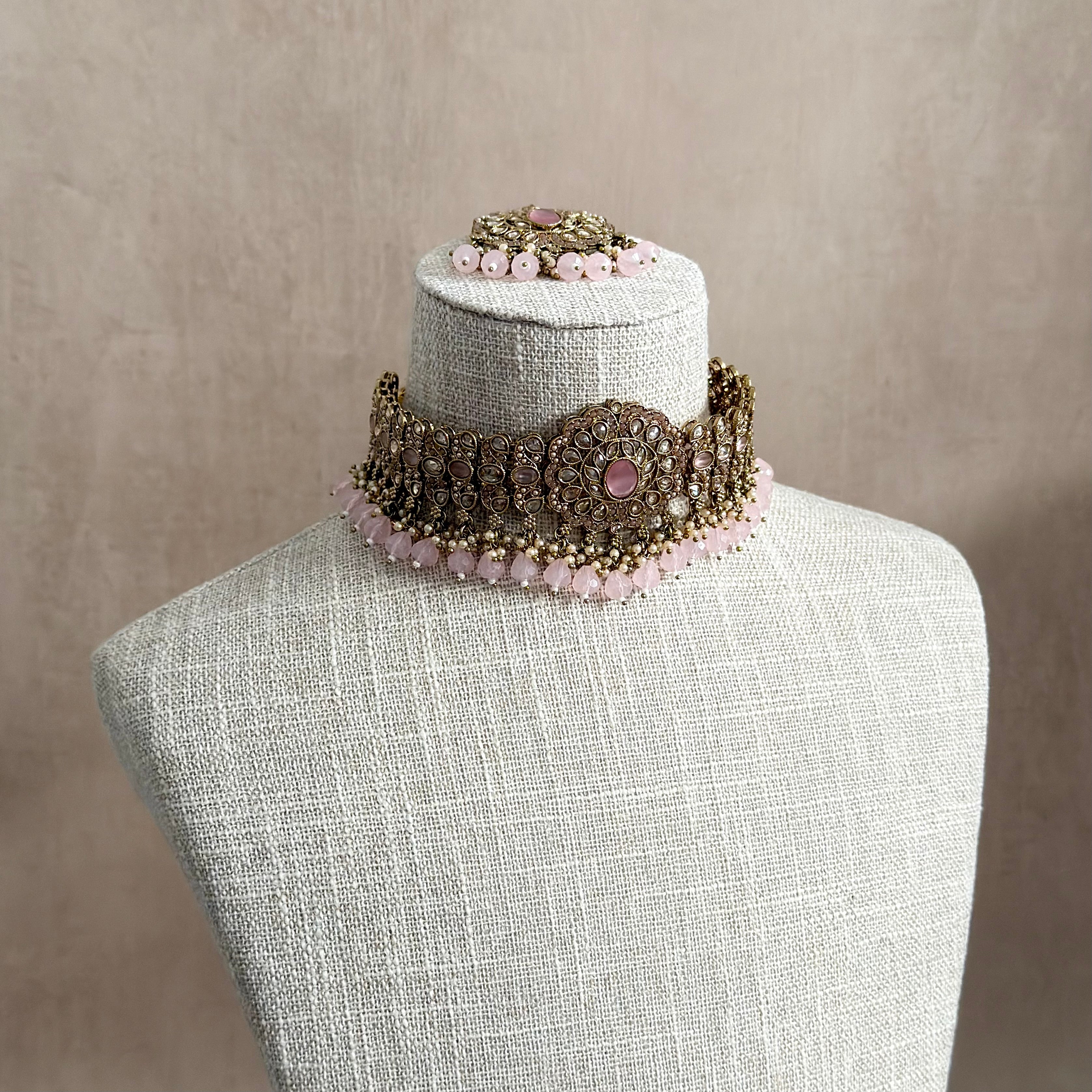 Zareefa Pink Choker Set - Ahseya & Co