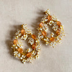 Tareen Peach Crystal Drop Earrings - Ahseya & Co