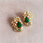 Shahira Green Pearl Crystal Stud Earrings - Ahseya & Co