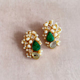 Shahira Green Pearl Crystal Stud Earrings - Ahseya & Co