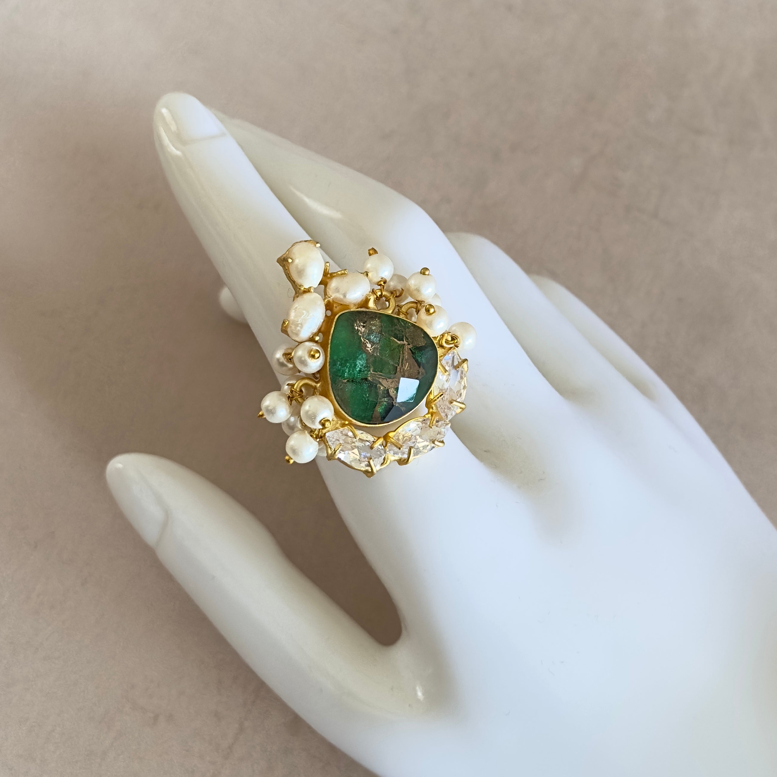 Dana Green Crystal Ring - Ahseya & Co