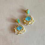 Ummara Blue Pearl Mint Drop Earrings - Ahseya & Co