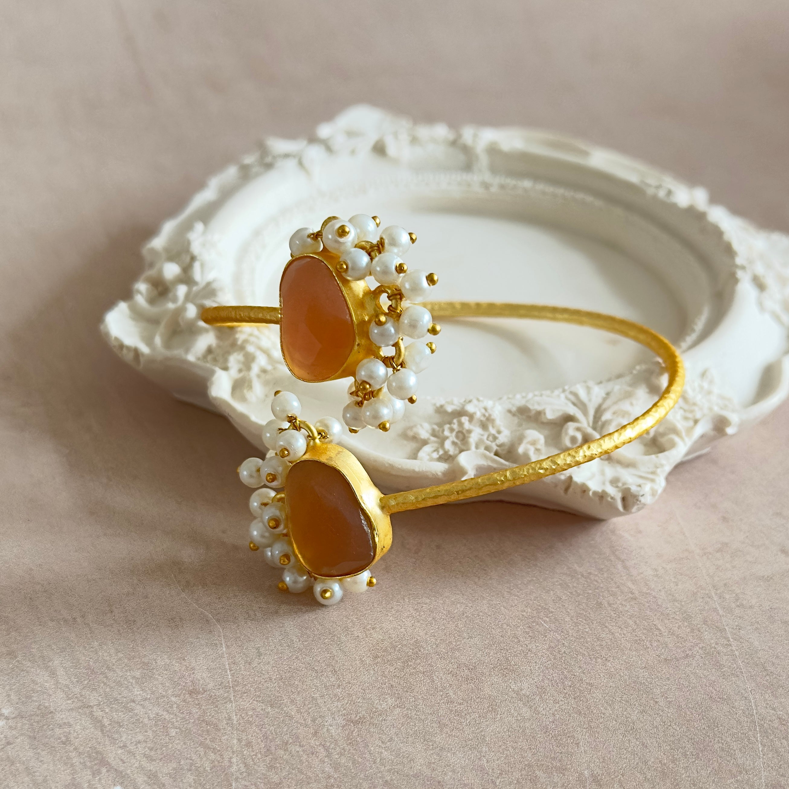 Nora Peach Gold Cuff Bracelet - Ahseya & Co