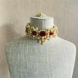 Khawla Fuchsia Pearl Choker Set