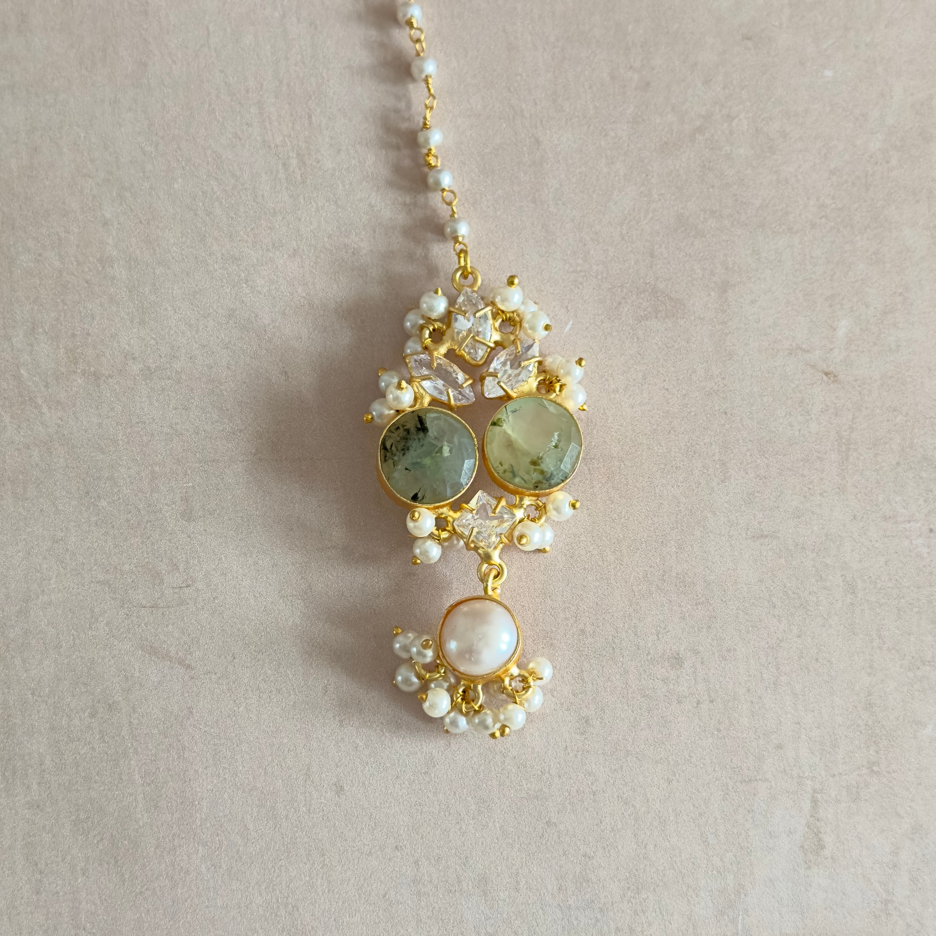 Ranya Olive Pearl Necklace Set - Ahseya & Co