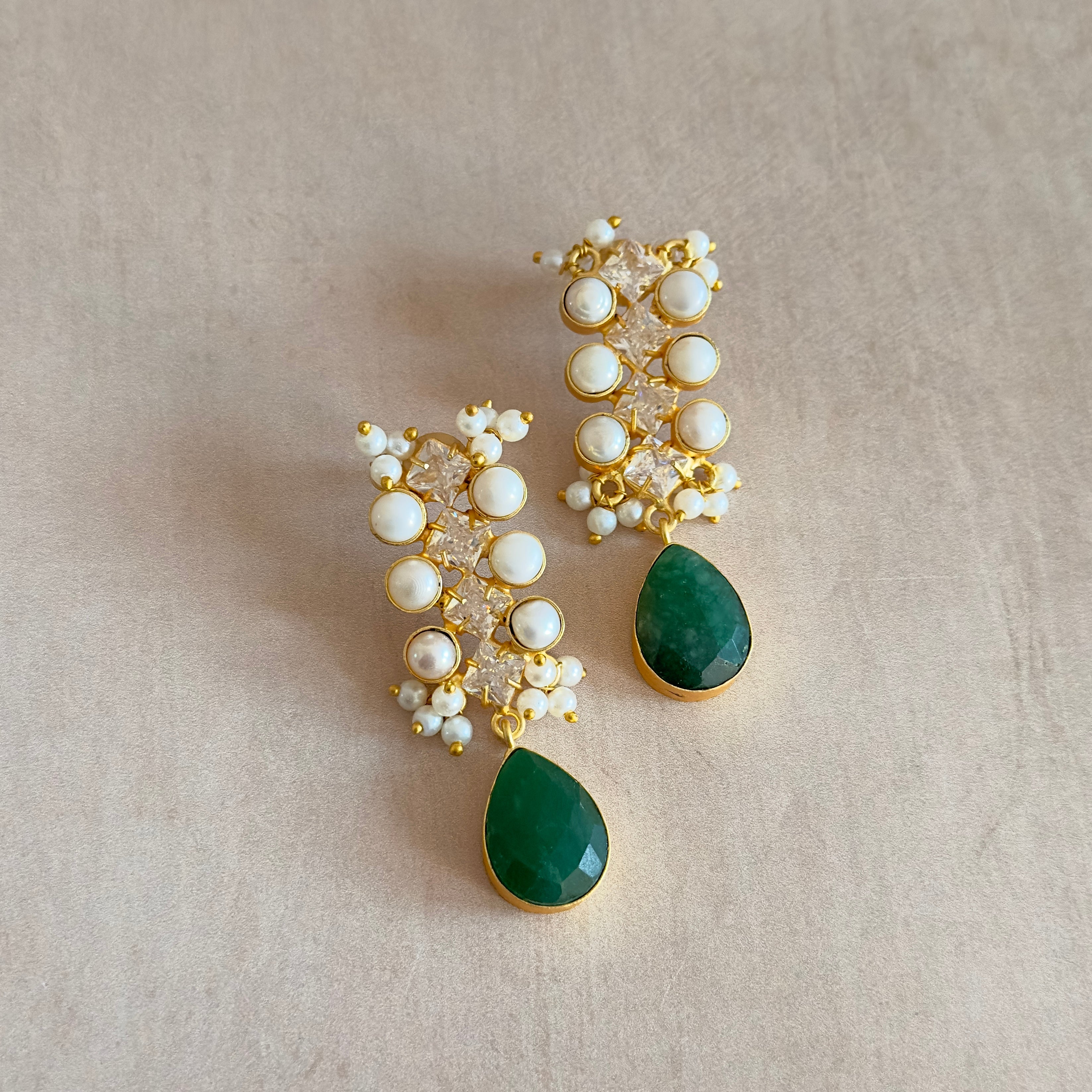 Dova Green Pearl Drop Earrings - Ahseya & Co