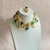 Kaelani Green Crystal Necklace Set - Ahseya & Co