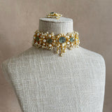 Khawla Mint Pearl Choker Set