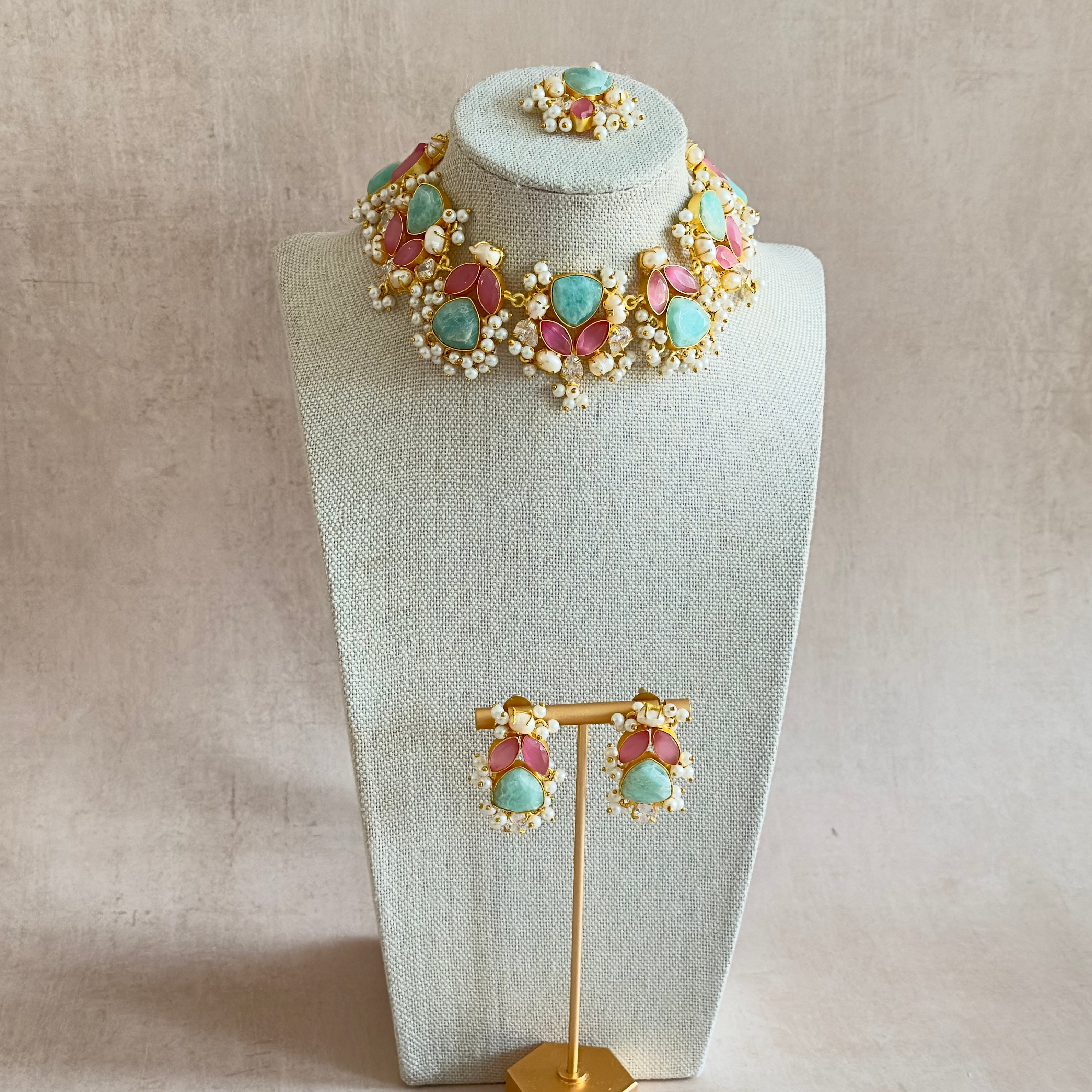 Giselle Jade Pink Choker Set - Ahseya & Co