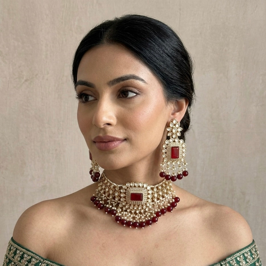 Anushka Ruby Kundan Choker Set - Ahseya & Co