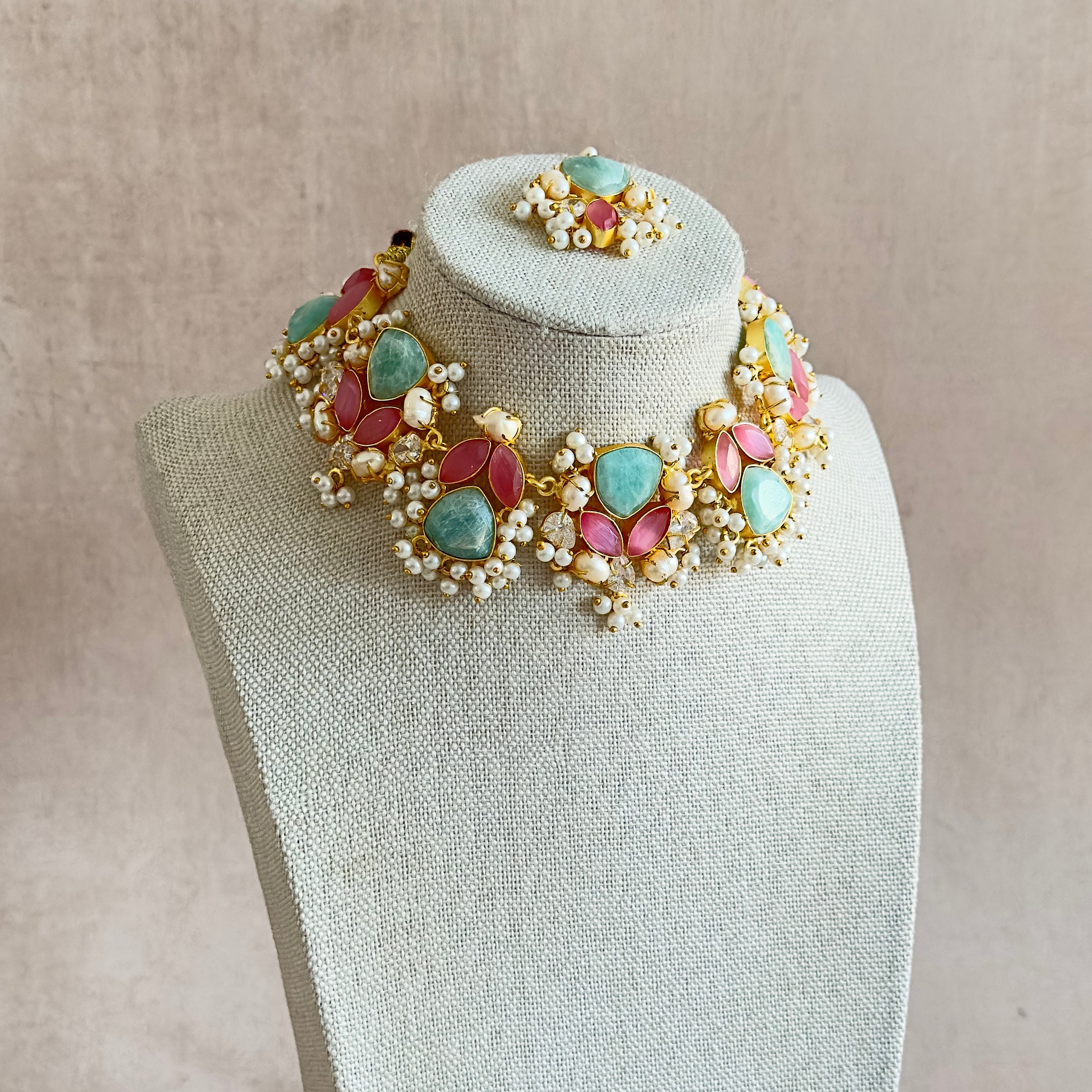 Giselle Jade Pink Choker Set - Ahseya & Co