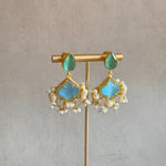 Ummara Blue Pearl Mint Drop Earrings - Ahseya & Co