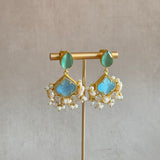 Ummara Blue Pearl Mint Drop Earrings - Ahseya & Co