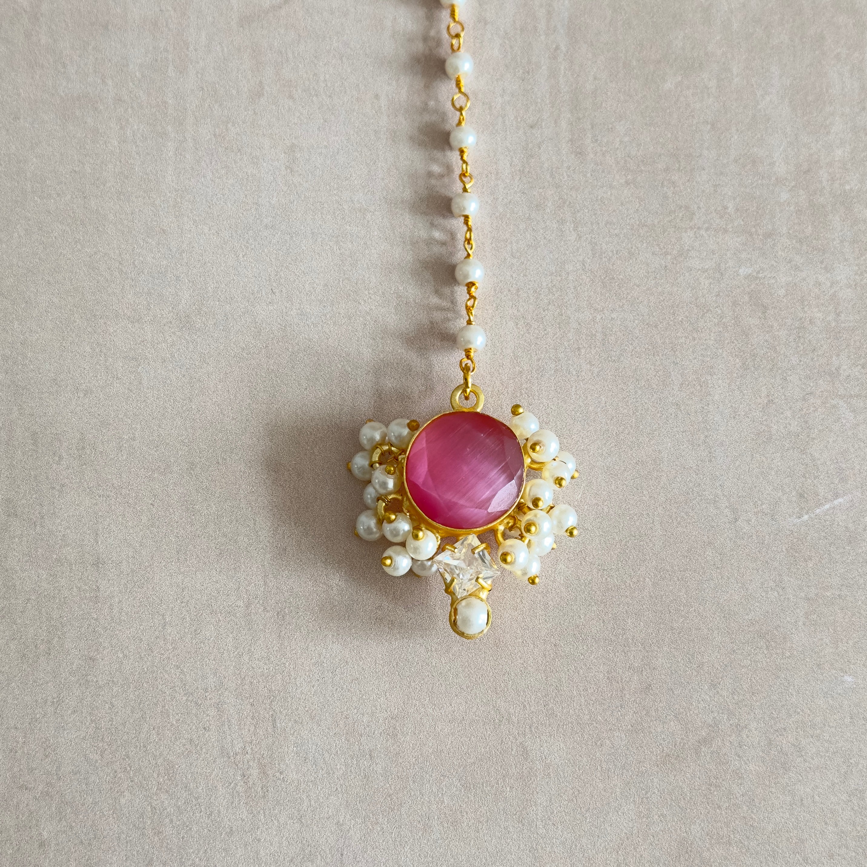 Helani Pink Crystal Choker Set - Ahseya & Co