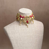 Meherin Fuchsia Olive Choker Set