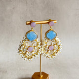 Zaylee Blue Pink Crystal Drop Earrings - Ahseya & Co