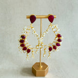 Lazura Maroon Crystal Drop Earrings