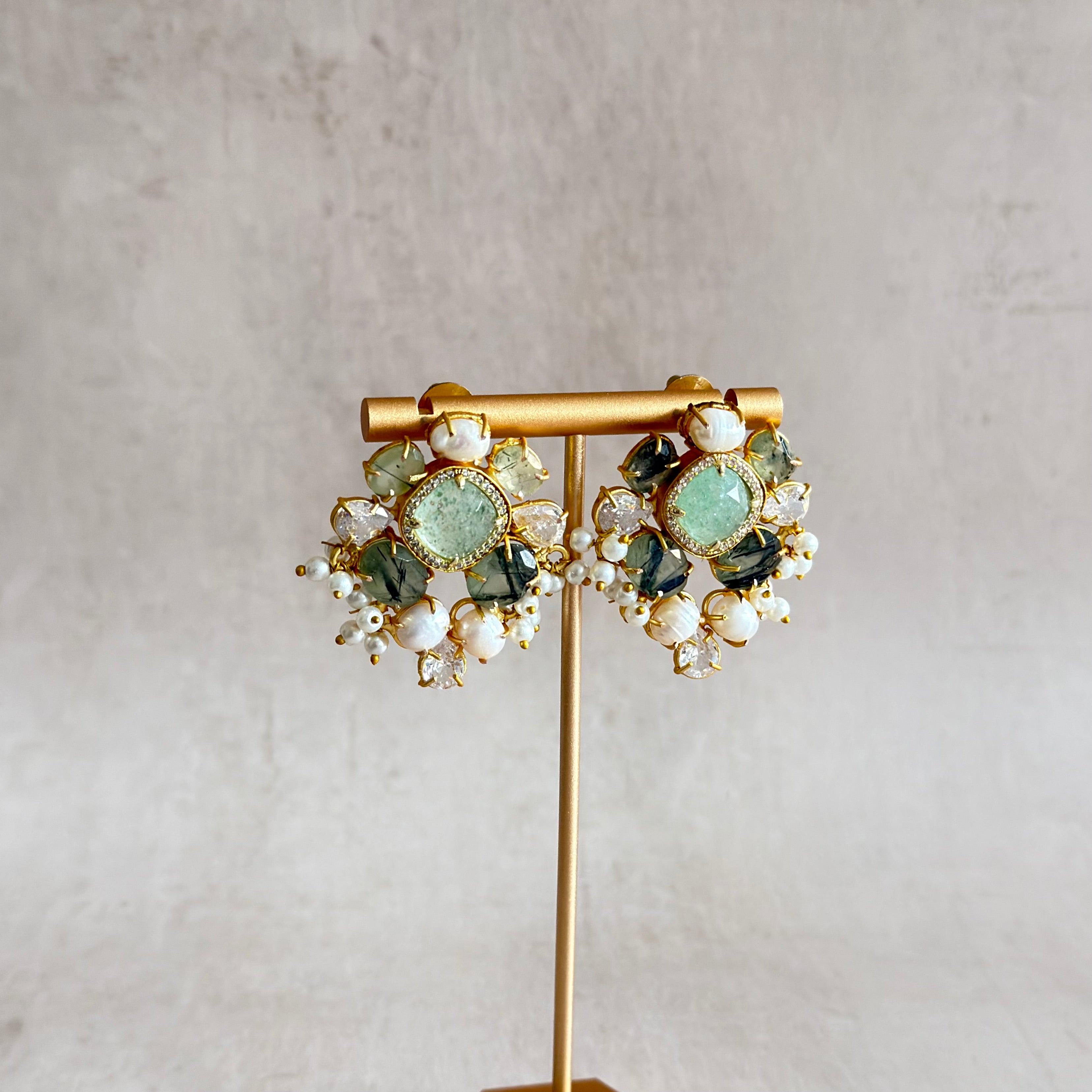 Uzelle Olive Stud Earrings - Ahseya & Co