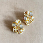 Roxy Grey Pearl Crystal Stud Earrings - Ahseya & Co