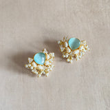 Almas Blue Pearl Stud Earrings - Ahseya & Co