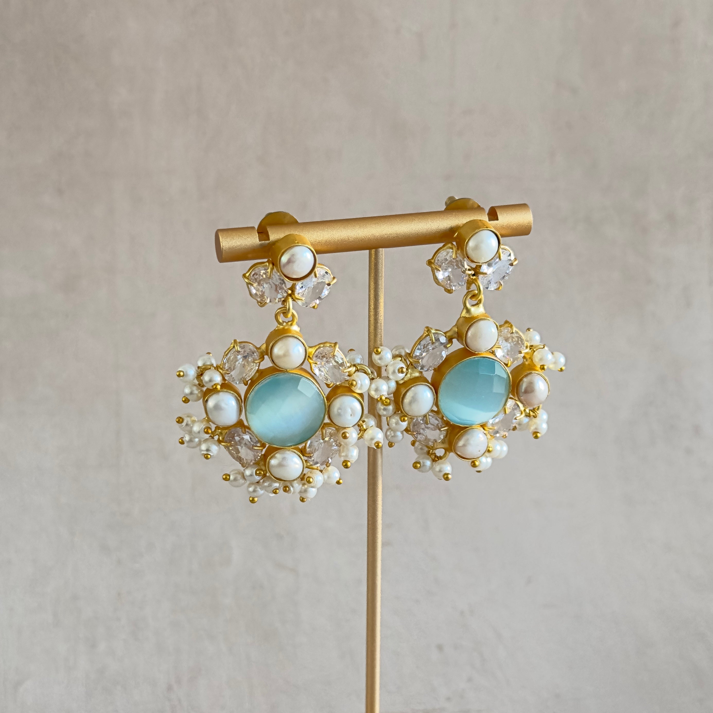 April Blue Pearl Drop Earrings - Ahseya & Co