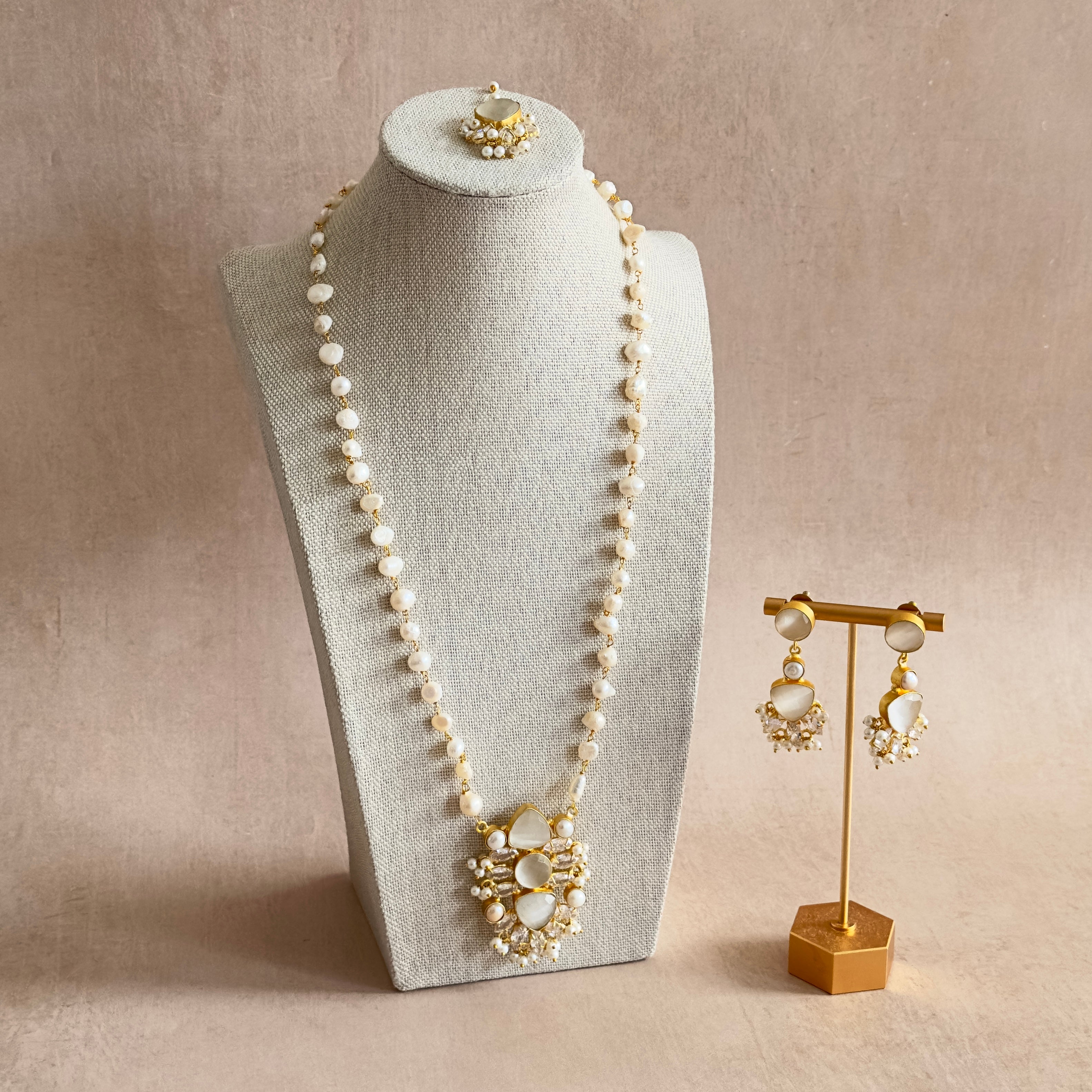 Aurora Grey Pearl Mala Set - Ahseya & Co