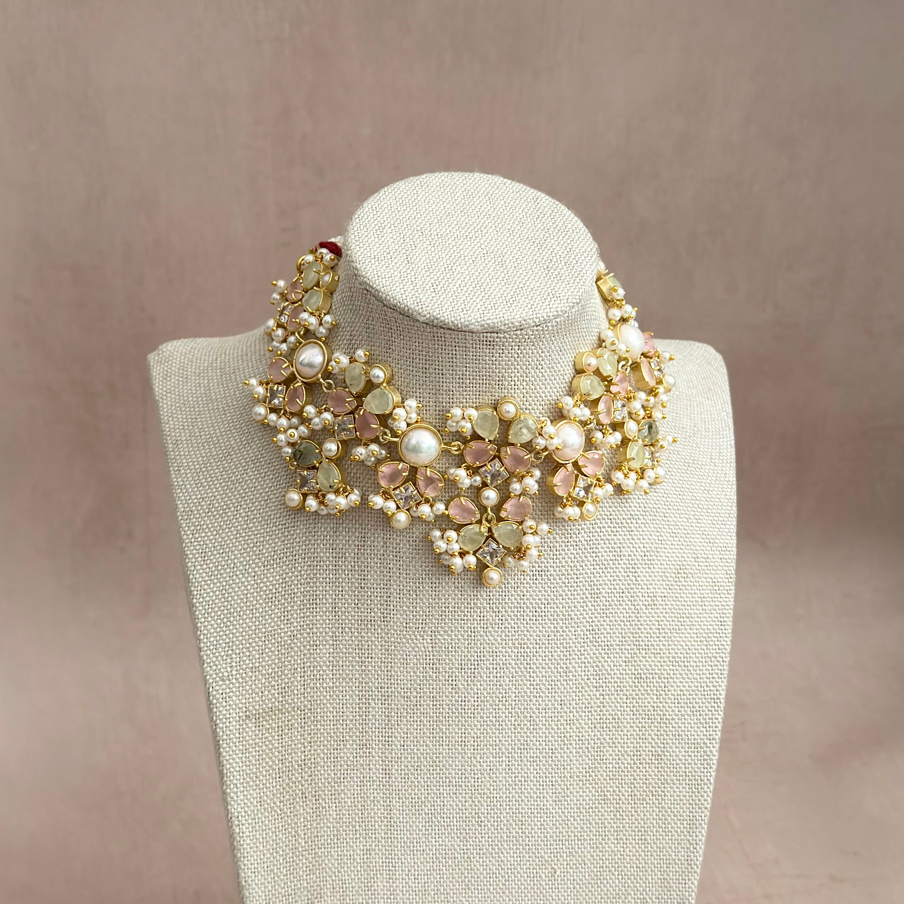 Areeba Olive Pink Choker Set (Copy) - Ahseya & Co