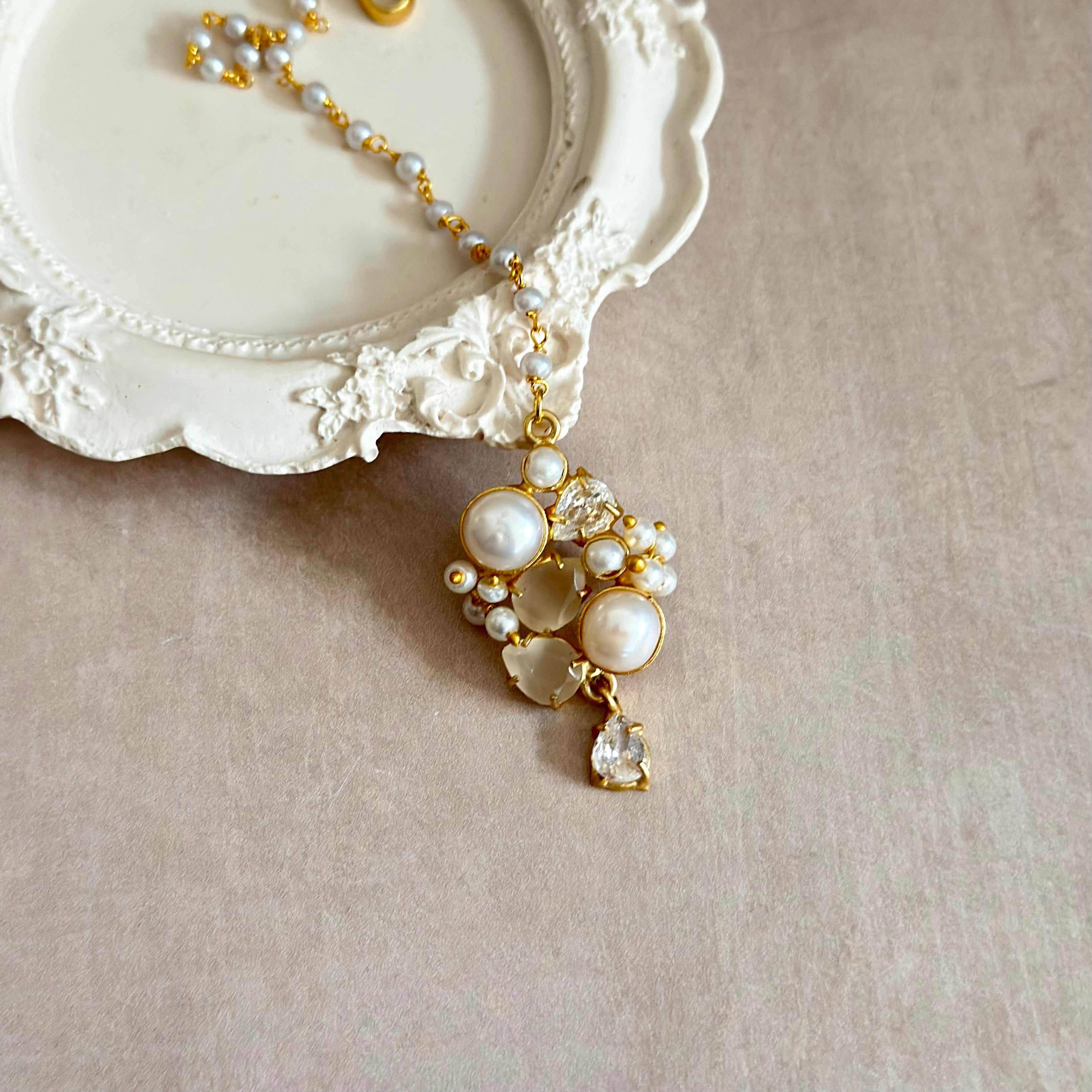 Celeste Grey Pearl Tikka - Ahseya & Co