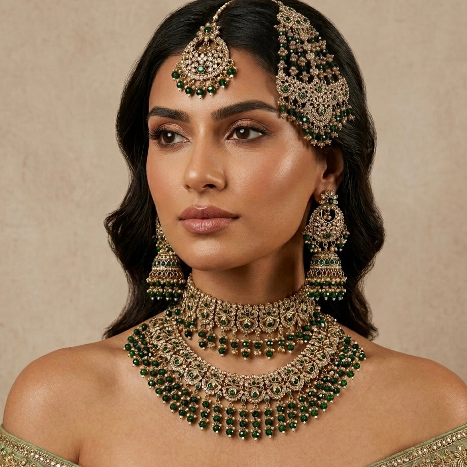 Raeesa Emerald Bridal Set - Ahseya & Co